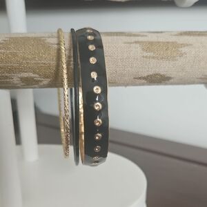 Elegant Gold and Black Bangle Set